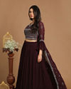 Mohey Women Graceful Wine Stitched Suit