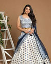 Mohey Women Sublime White And Blue Lehenga