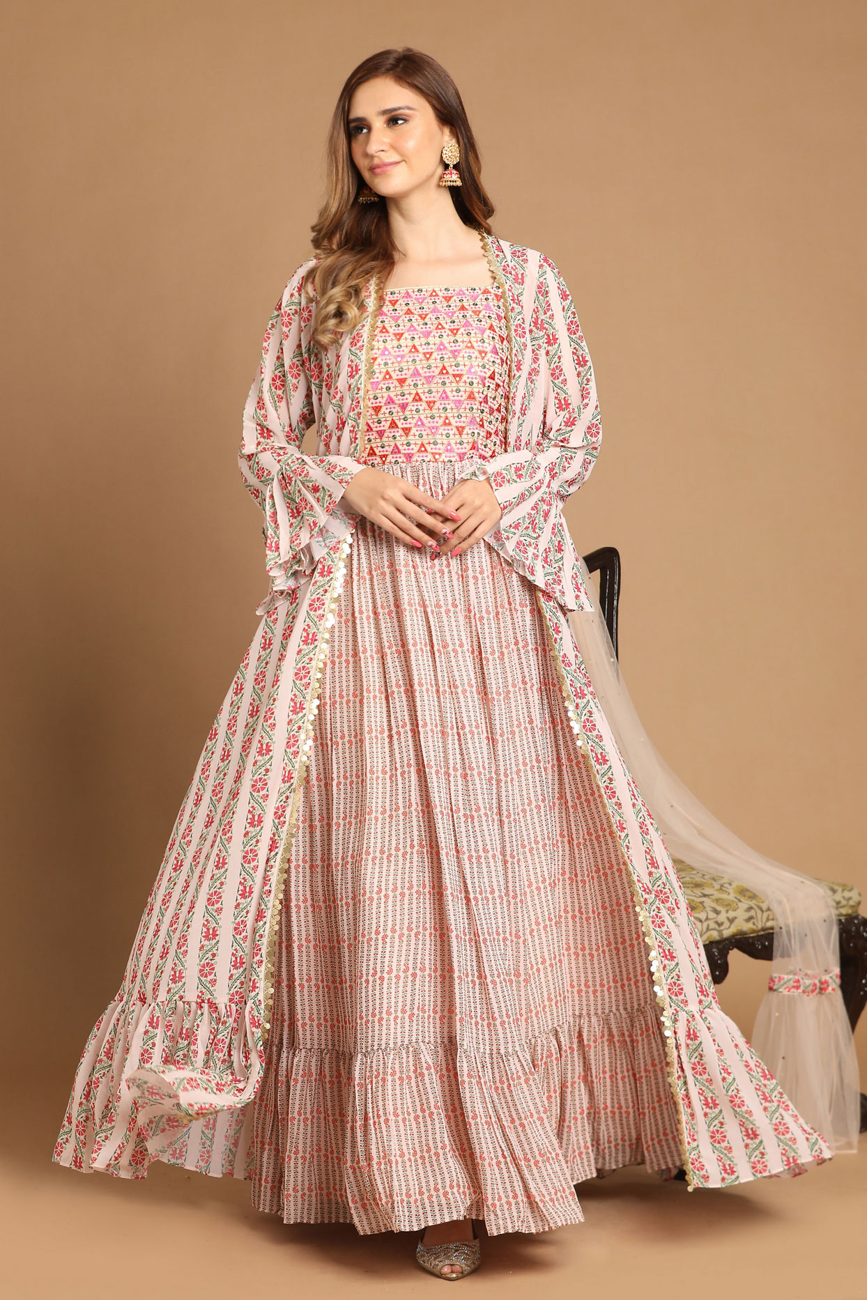 Mohey Women Light Pink Indo Western