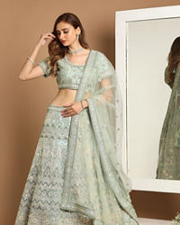 Mohey Women Charming Light Green Bridal Lehenga