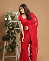 Mohey Women Rani Pink Net Saree