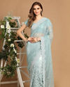 Mohey Women Light Blue Net Saree