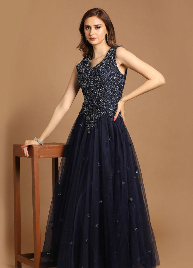 Buy Bold Blue Gown Online in India @Mohey - Indo Western for Women