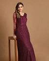 Mohey Women Dazzling Wine Party Wear Gown