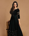 Mohey Women Bottle Green Velvet Gown