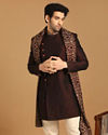 Manyavar Men Maroon Indo Western With Dupatta