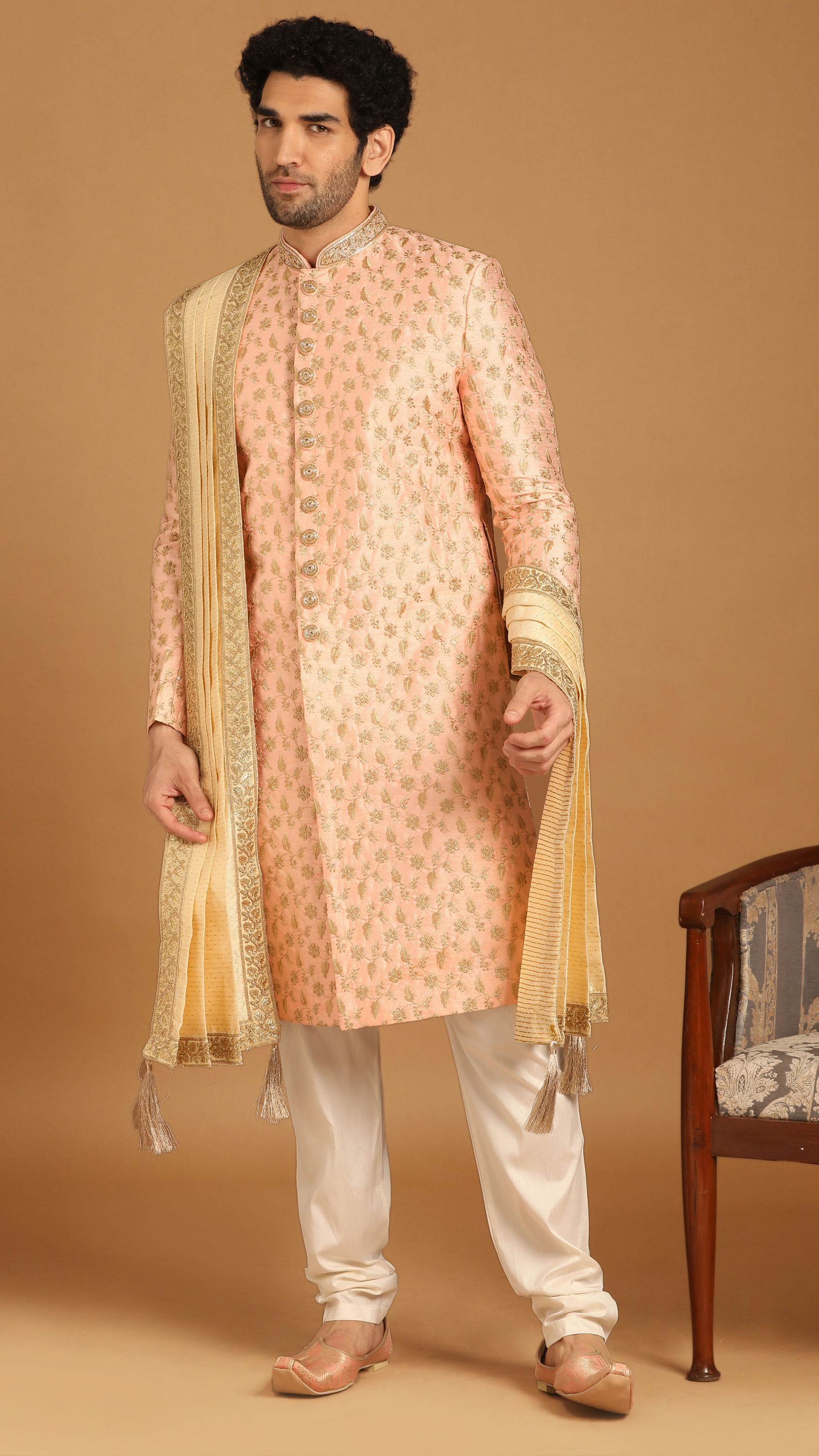 Manyavar Men Classy Light Pink Sherwani