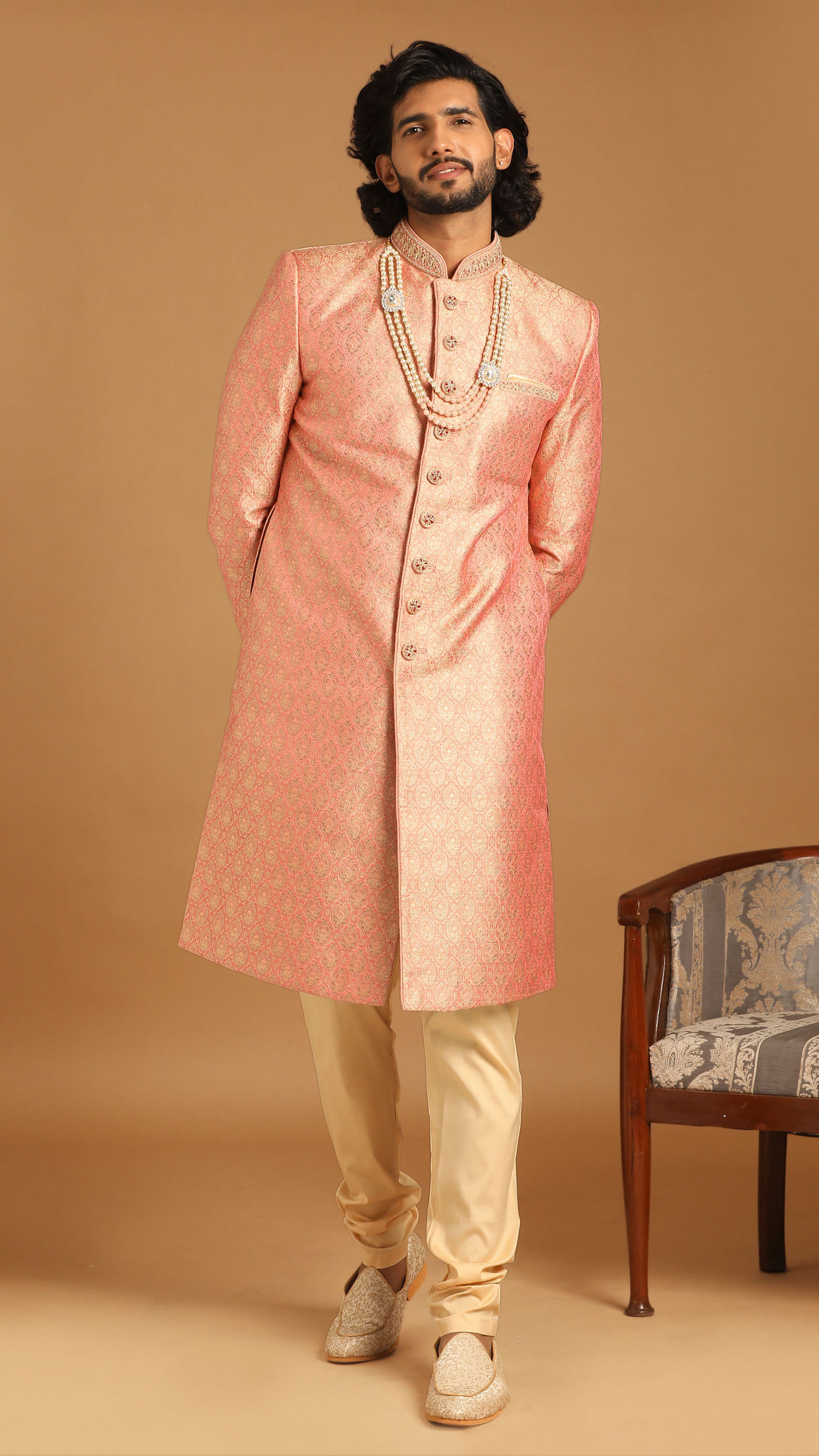 Elegant Rani Pink Sherwani image number 1