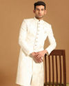 alt message - Manyavar Men Charming Off White Indian Sherwani image number 1