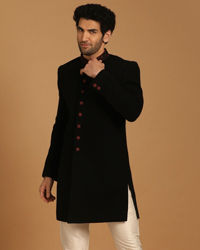 Manyavar Men Black Indo Western With Dupatta