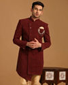 alt message - Manyavar Men Suave Maroon Indo Western Set image number 2