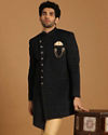 alt message - Manyavar Men Bold Blue Indo Western Set image number 1