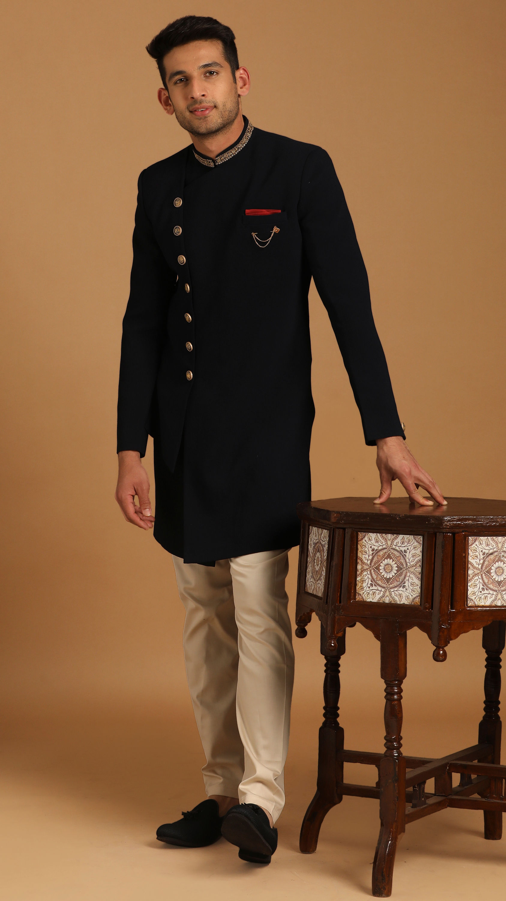 Manyavar Men Vibrant Blue Indo Western