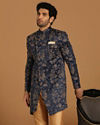 Manyavar Men Elegant Dark Blue Indo Western