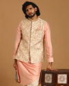 Manyavar Men Cream And Gajaree Kurta Jacket Set