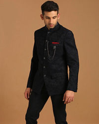 Manyavar Men Attractive Blue Indo Western