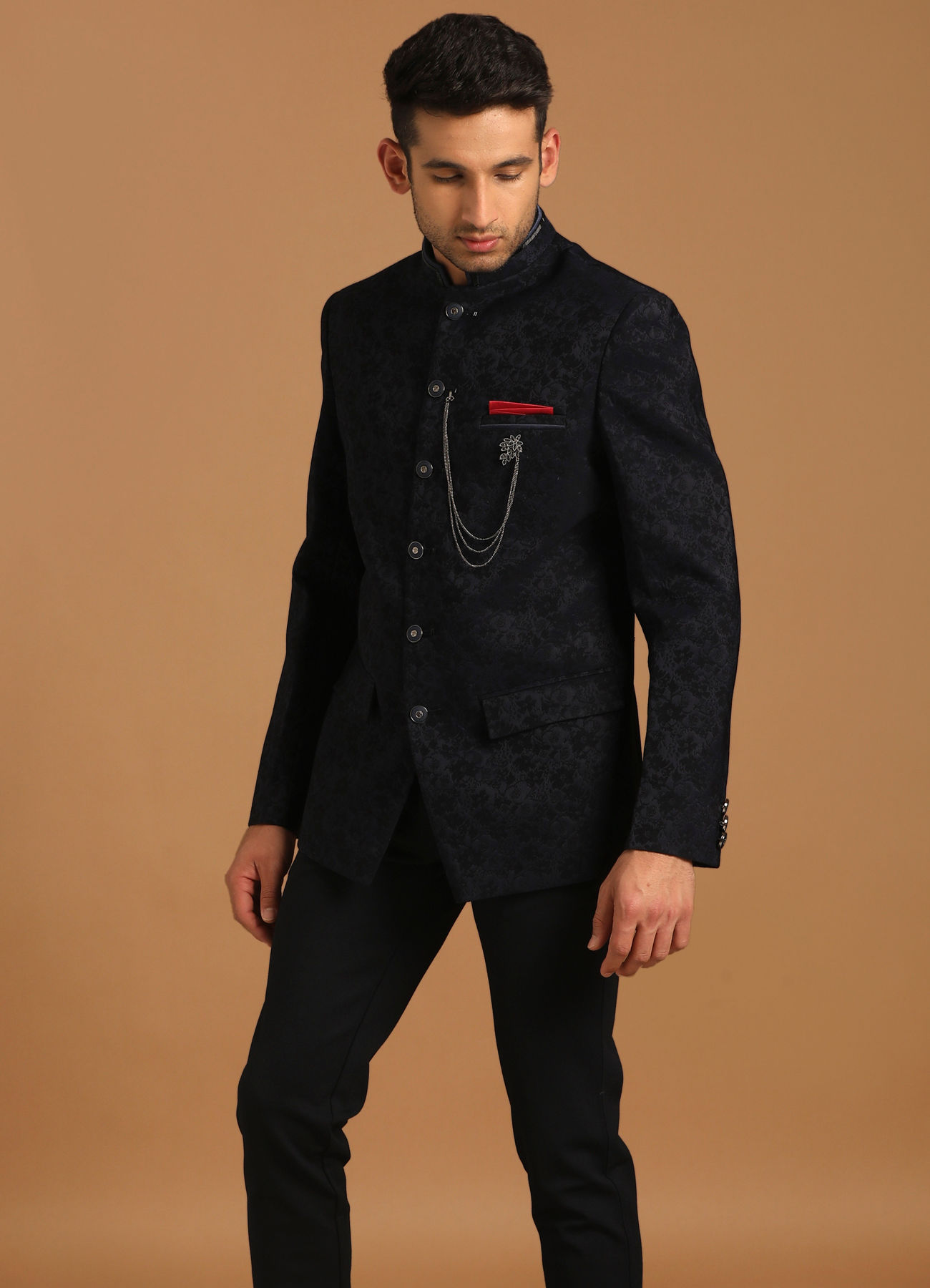Manyavar Men Attractive Blue Indo Western
