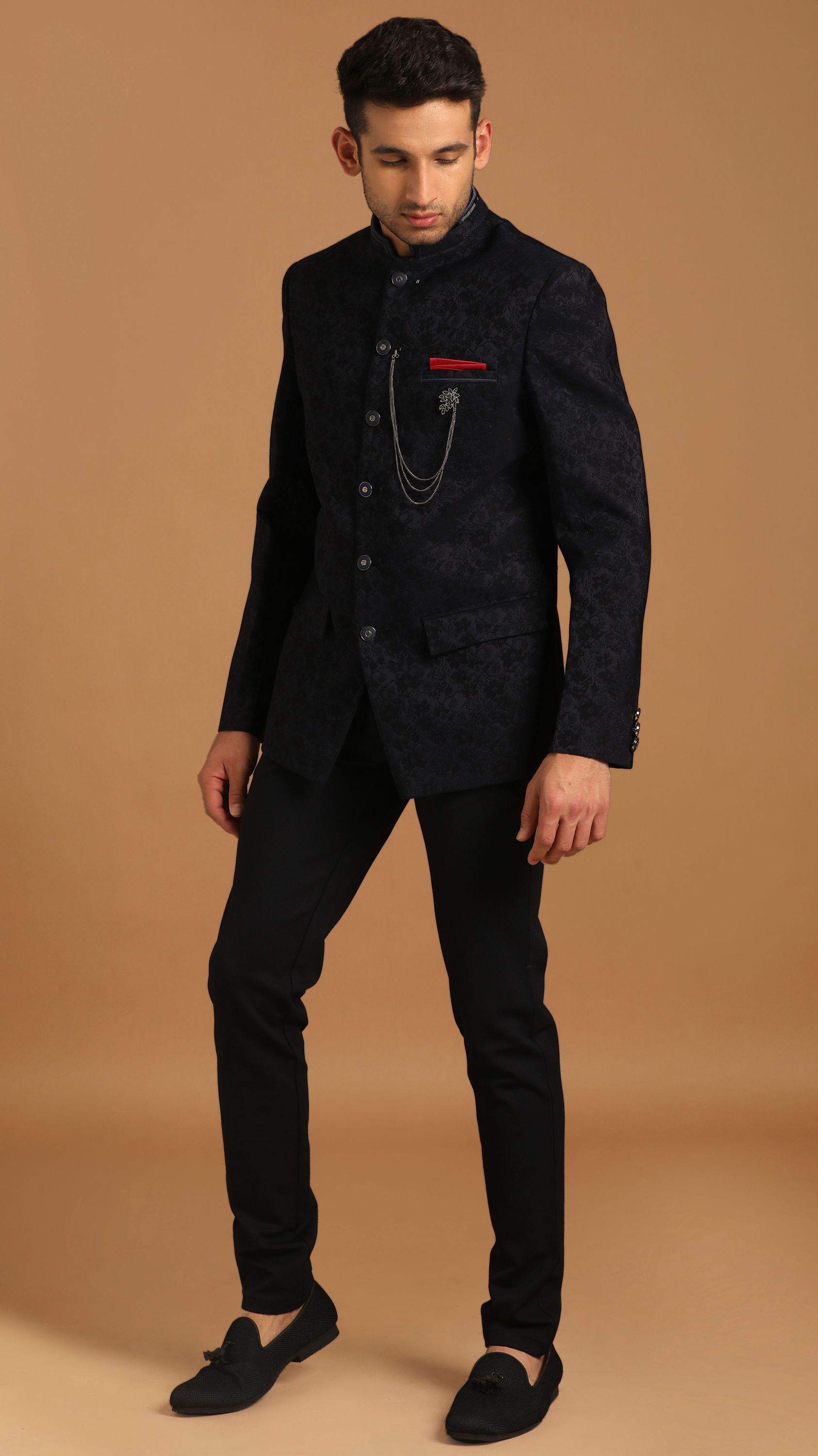 Manyavar Men Attractive Blue Indo Western
