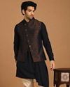 Manyavar Men Blue Draped Kurta Jacket Set