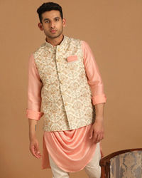 Manyavar Men Cream And Gajaree Kurta Jacket Set