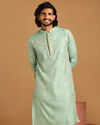 Manyavar Men Pastel Green Jacquard Kurta Set