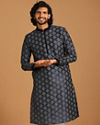 Manyavar Men Royal Blue Self Design Kurta Pajama