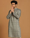 Manyavar Men Olive Green Kurta Pajama Set