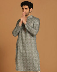 Manyavar Men Olive Green Kurta Pajama Set