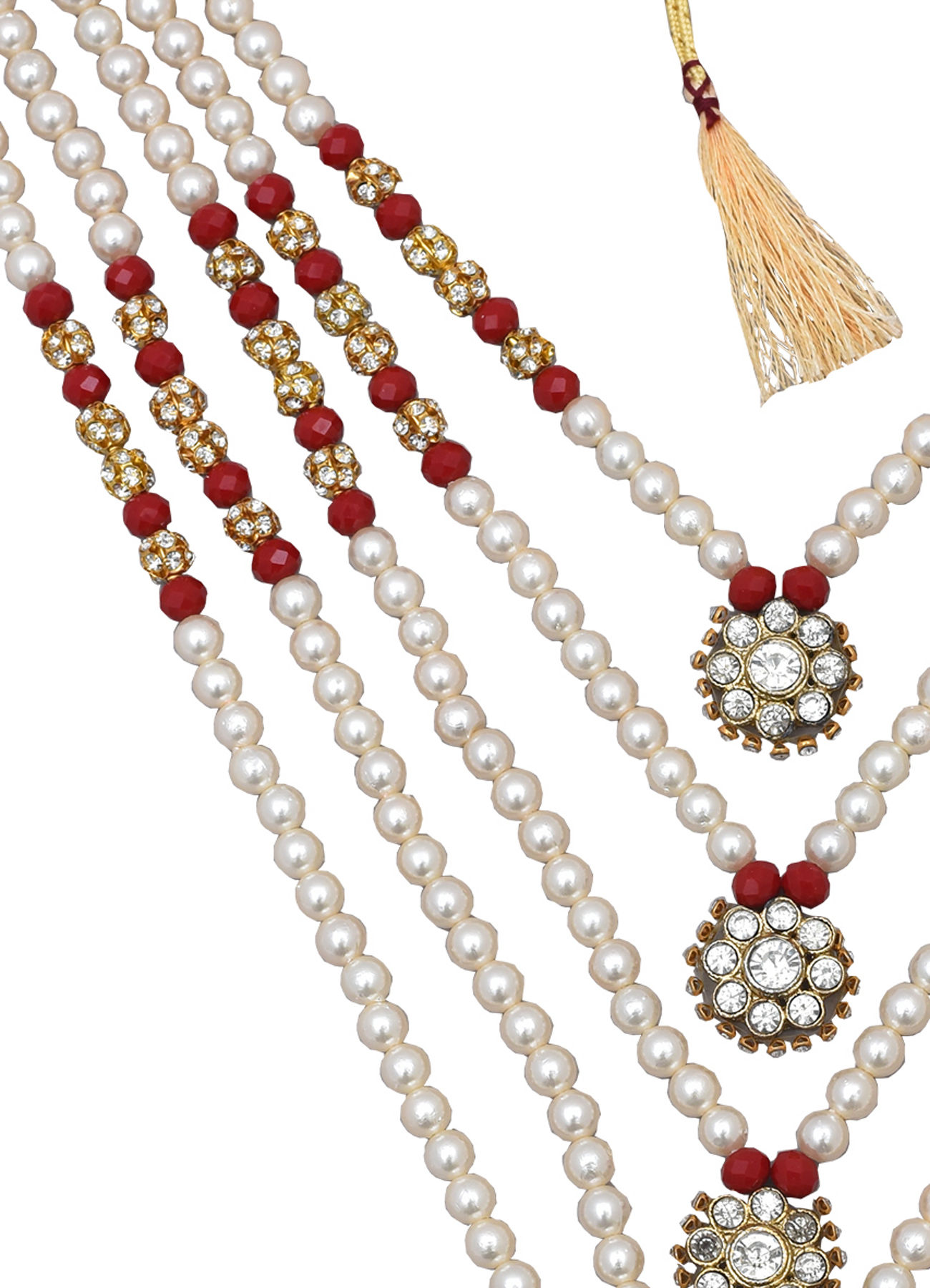 Manyavar Men Layered Gold And Red Mala