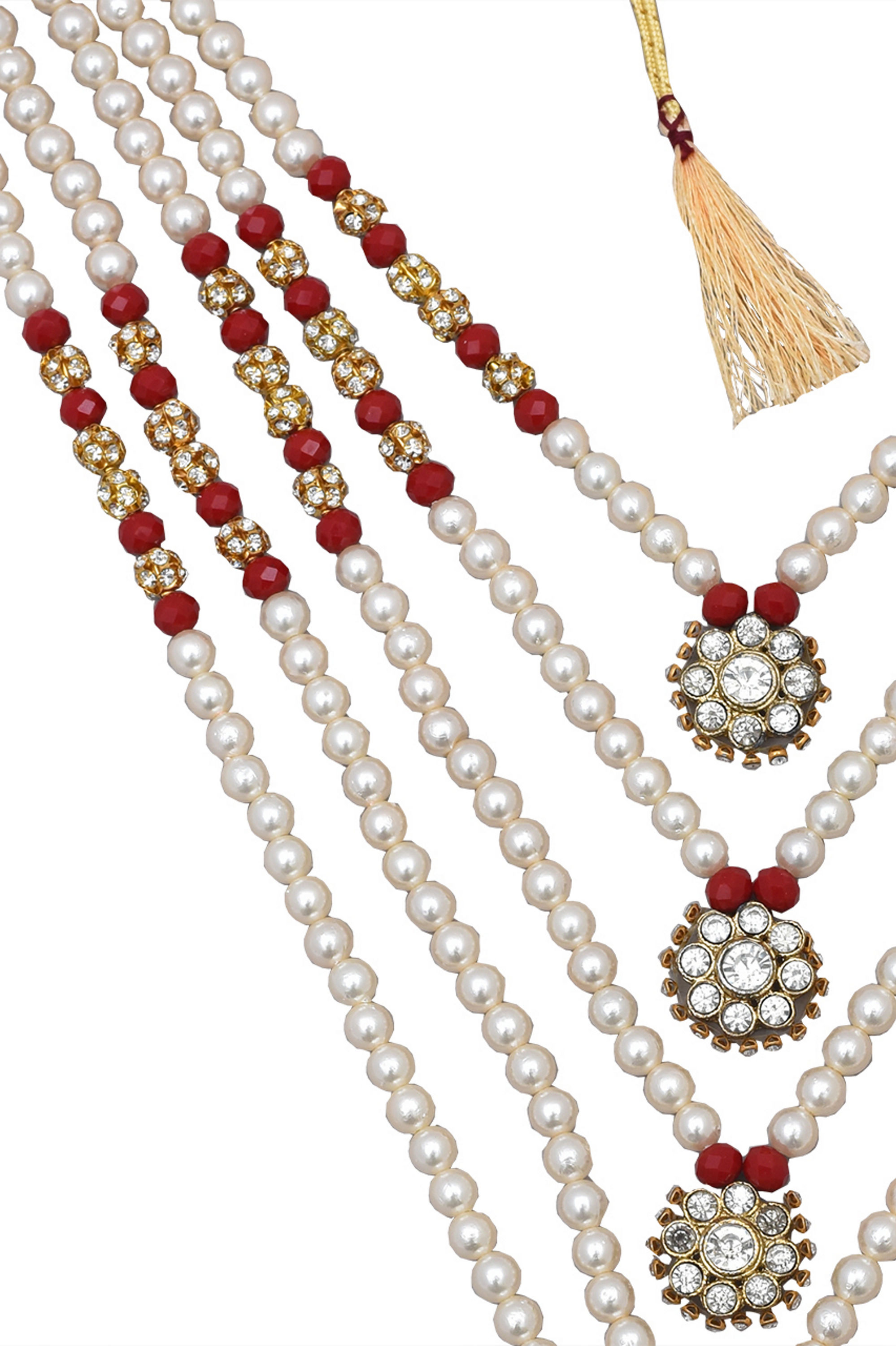 Manyavar Men Layered Gold And Red Mala