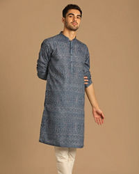 Manyavar Men Casual Blue Kurta