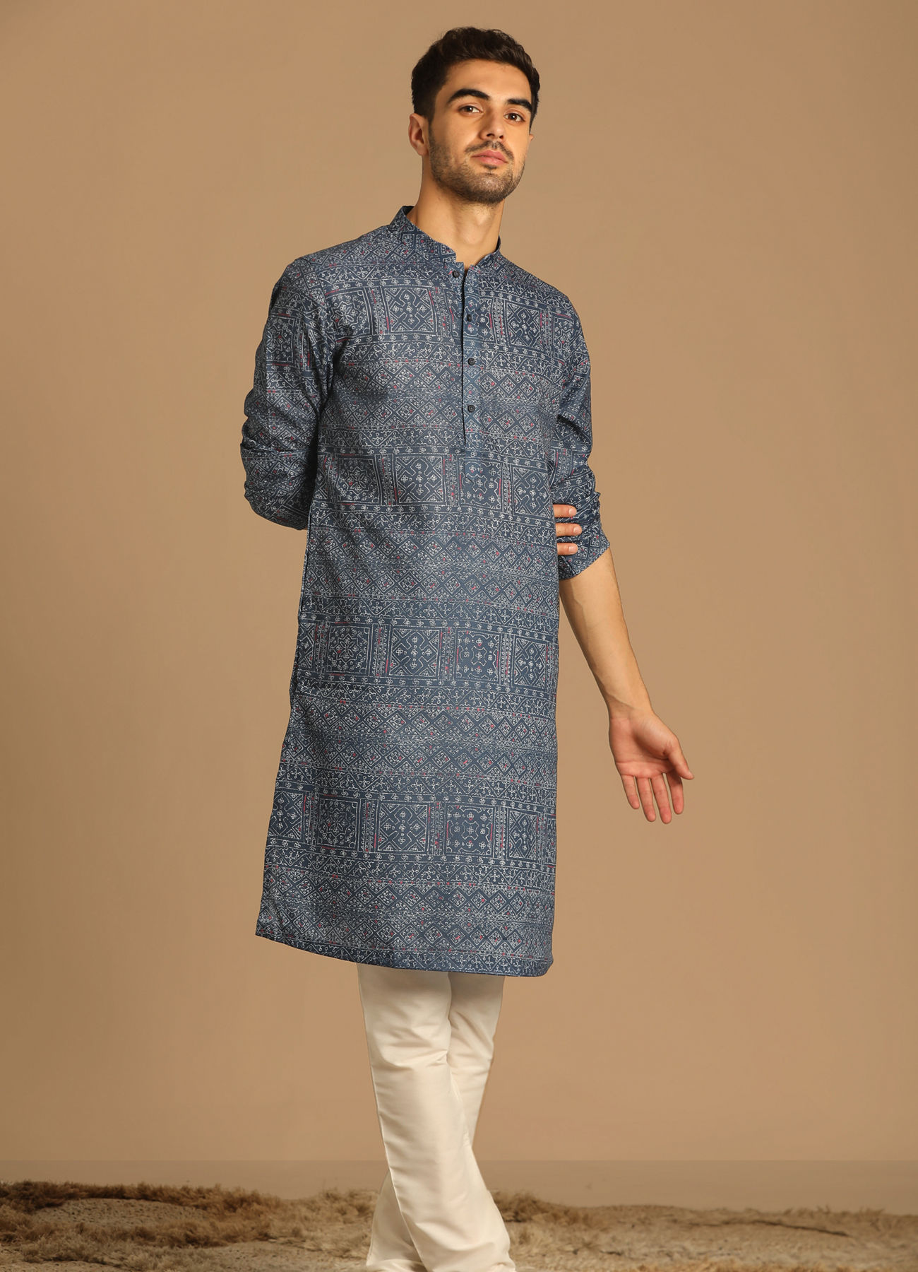 Manyavar Men Casual Blue Kurta