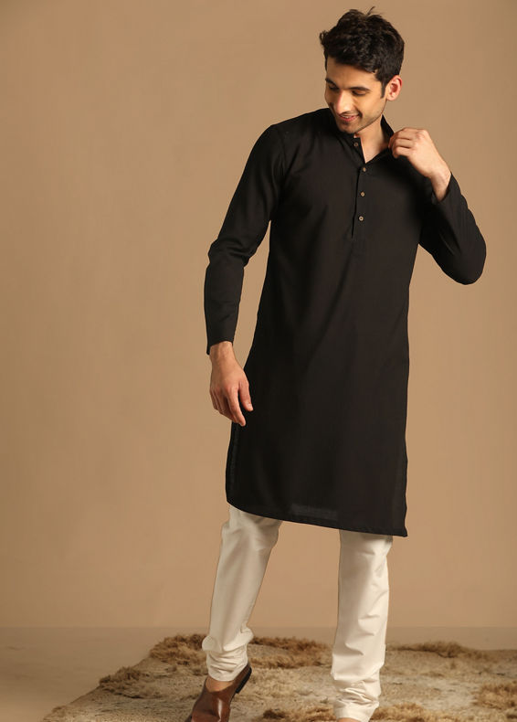 Manyavar Men Casual Black Kurta