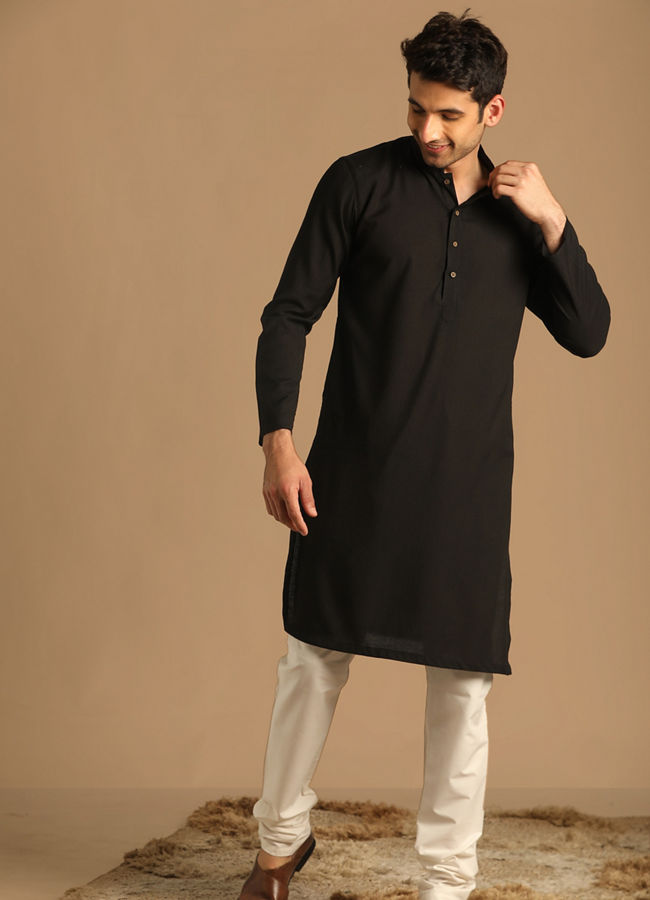 Black kurta with jeans for mens best sale