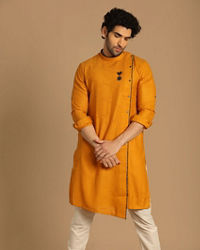 Manyavar Men Crisp Light Orange Kurta