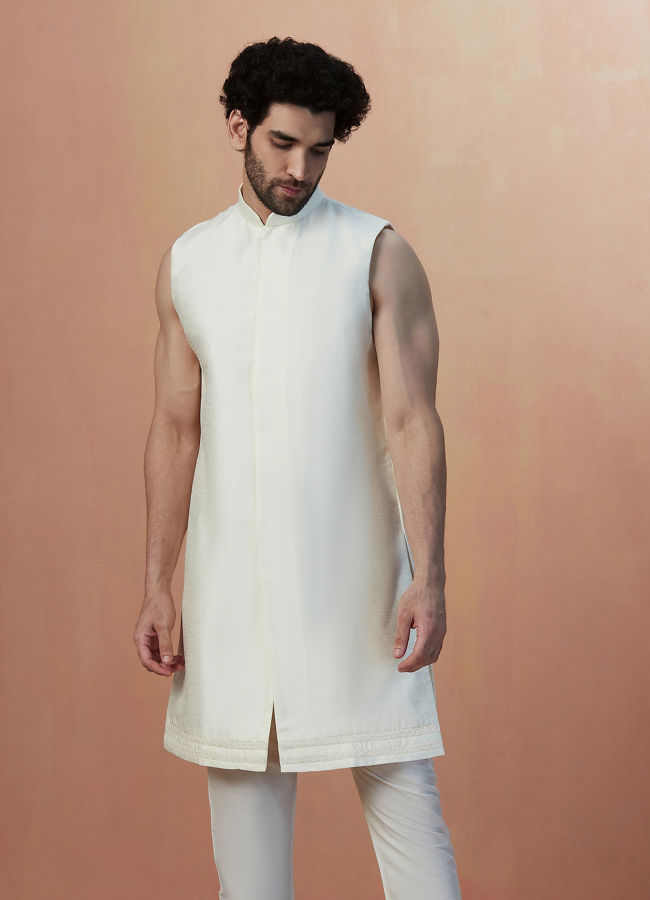 Manyavar Men Sesame White Indo Western