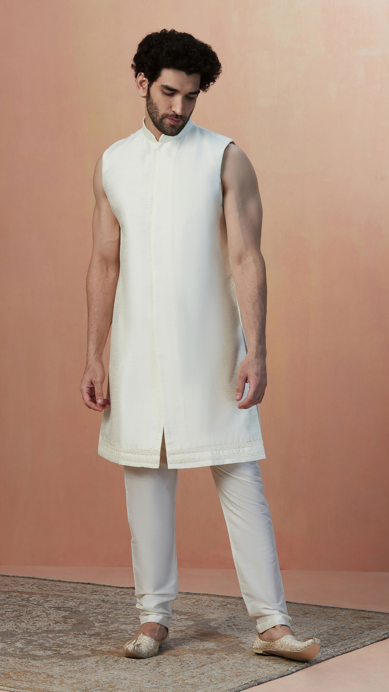 Manyavar Men Sesame White Indo Western