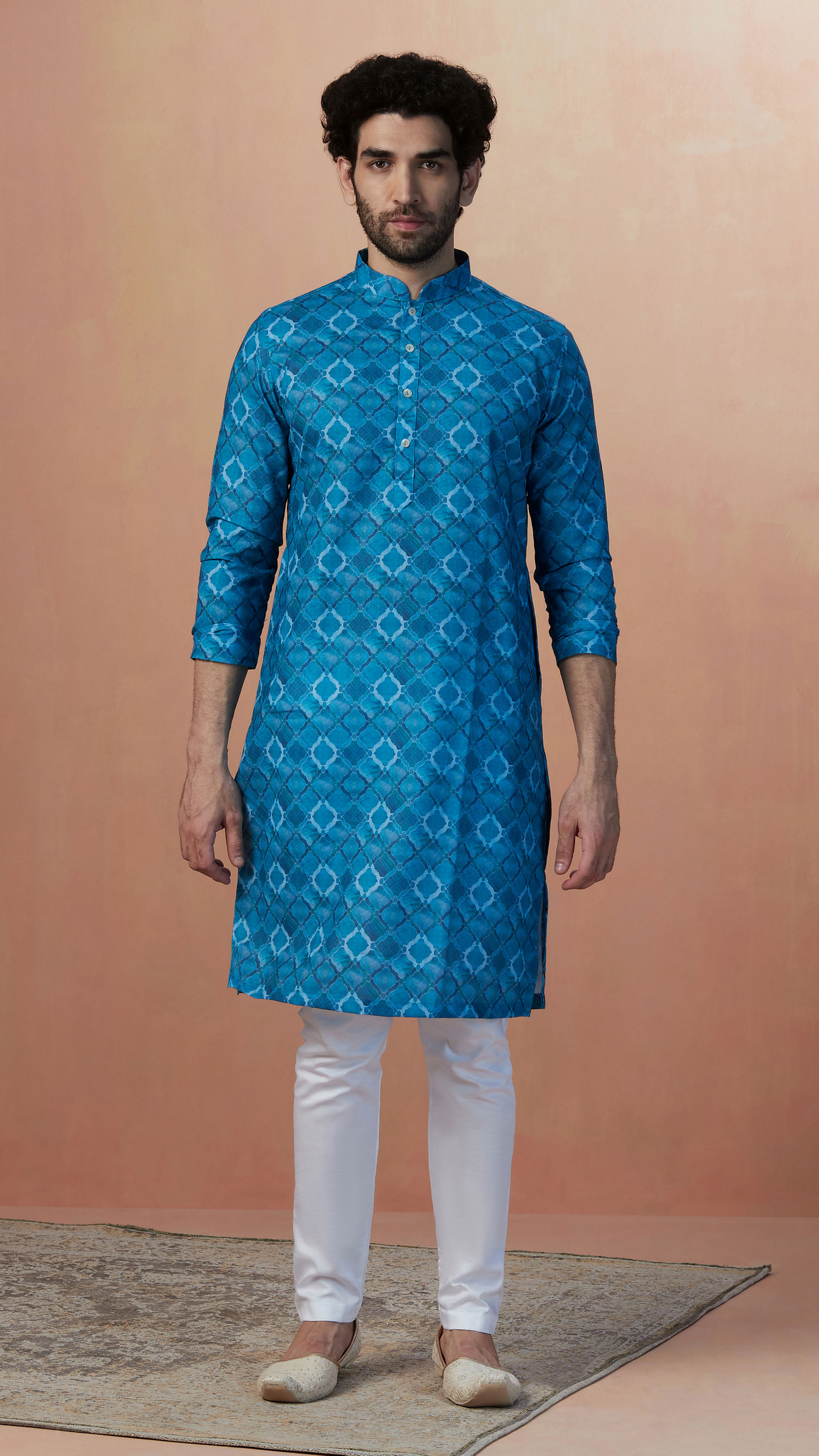 Manyavar Men Feroze Blue Kurta