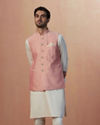 Manyavar Men Pink Self Embroidered Jacket image number 1