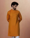 alt message - Manyavar Men Mustard Yellow Side Open Kurta image number 1