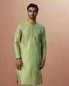 alt message - Manyavar Men Pastel Green Jacquard Kurta Pajama image number 1