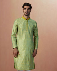 Manyavar Men Pastel Green Jacquard Kurta Pajama