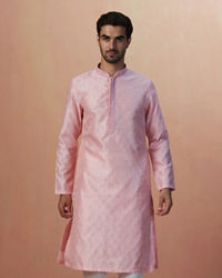 Manyavar Men Pink Paisley Self Design Kurta Pajama