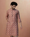 alt message - Manyavar Men Rust Brown Printed Kurta Pajama image number 1