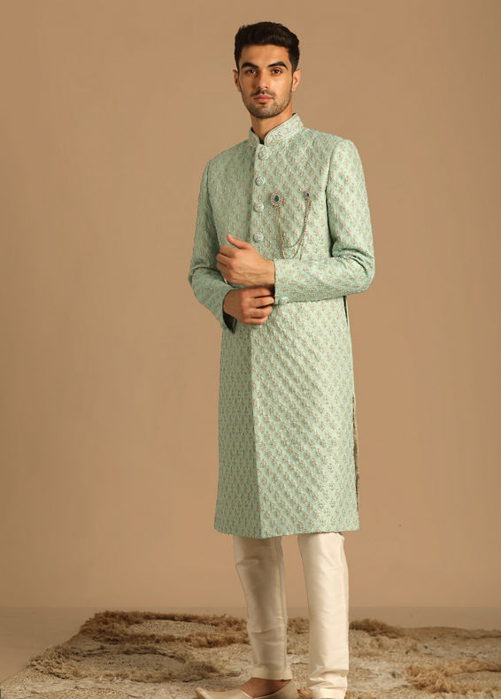 Manyavar Men Opal Green Sherwani