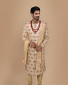 Manyavar Men Glamorous Biscuit Color Sherwani