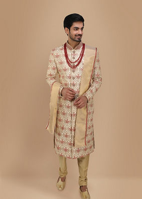 Glamorous Biscuit Color Sherwani image number 1