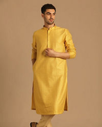 Manyavar Men Smart Fit Mustard Kurta Set