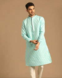 Manyavar Men Peppy Blue Kurta Set