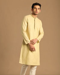 Manyavar Men Beige Solid Kurta Set